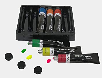 BRUSTRO ARTISTS’ ACRYLIC COLOUR SET OF 6 FLUORESCENT COLOURS X 12ML TUBES