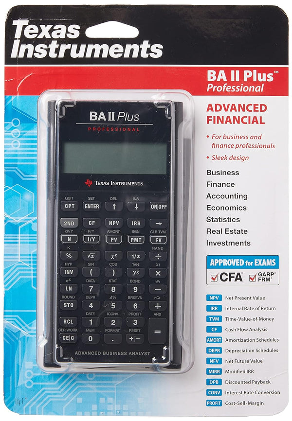 Texas Instruments BA II Plus Advanced Financial Professional Calculator | Prompt 10-Digit Display | with IRR & NPV for Cash Flow Analysis | Numerical Analytics