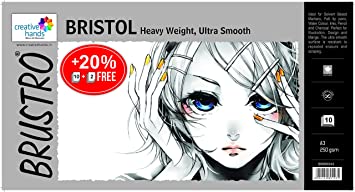 Brustro Bristol Ultra Smooth Paper 250 GSM A3 (Pack of 10 + 2 Free Sheets)