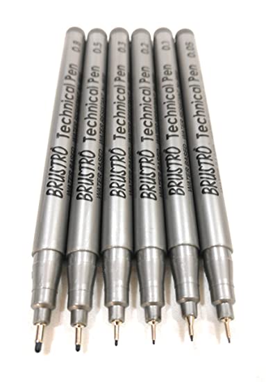 BRUSTRO Combo Technical Pen Black & Fabriano Bristol Glued Block A4 (Assorted) – Set of 6