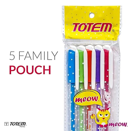 TOTEM Meow Ball Pens | 10 Blue Ink Pens | Lightweight Design | 0.7 mm Tip | Pens for Writing | Cute & Stylish Matte Body | Cat Lovers | Ideal for School, Office & Business | Stick Pens Set