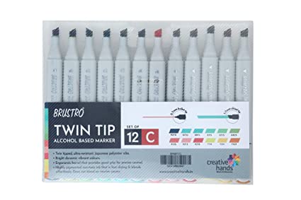 Brustro Twin Tip Alcohol Based Marker Set Of 12 – Basic C