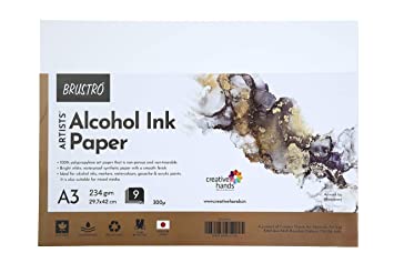 Brustro Artists' Alcohol Ink Paper 234 GSM, 300 Micron, A3 (Pack of 9 Sheets)