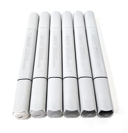 Brustro Twin Tip Alcohol Based Marker Set of 6 – Warm Greys Set A