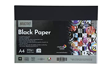 Brustro Black Paper - 200 GSM A4 (Pack of 30 Sheets)