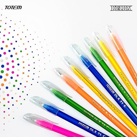 TOTEM Delux Ball Pens | 40 Pens (20 Blue Ink & 20 Black Ink) | Lightweight & Colourful Body Design | 0.7 mm Tip | Use and Throw Pens | For One Time Use | Ideal for School & Office Use