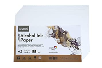 Brustro Artists' Alcohol Ink Paper 234 GSM, 300 Micron, A3 (Pack of 9 Sheets)