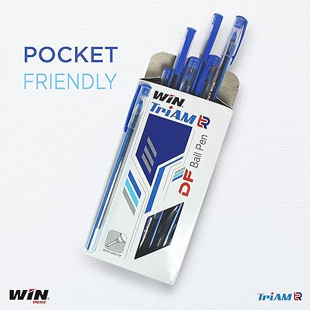 Win Triam TR Ball Pens | 20 Blue Ink Pens | Lightweight Body Design | Use and Throw Pens | For One Time Use | Blue Pens Pack | Ideal for School Office & Business | Pens For Writing | Stick