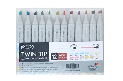 Brustro Twin Tip Alcohol Based Marker Set of 12 – Pastel Tones