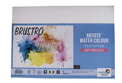 Brustro Watercolour Papers 25% Cotton HP 300 GSM A3 , 2 Packets (Each Packet Contains 5 sheets)