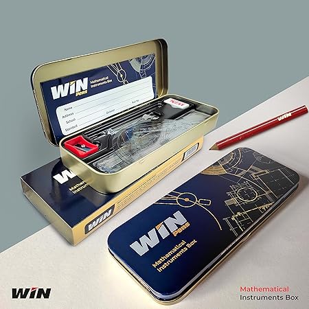 Win Geometry Box Set | Girls & Boys | School Box Kit | Mathematical Drawing Instruments | Geometry Box for Students | Mechanical Pencil | Ideal for School Office & Business Use | Stationery Items