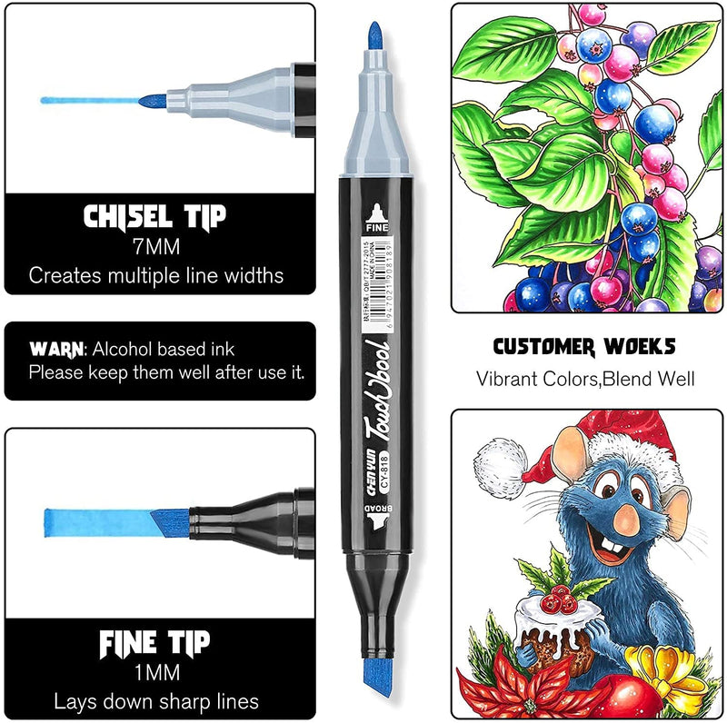 like it 168 Colors Alcohol Markers Dual Tips Permanent Art Markers for Kids, Highlighter Pen Sketch Markers for Drawing Sketching Adult Coloring, Alcohol-Based Markers, Great Christmas Gift Idea