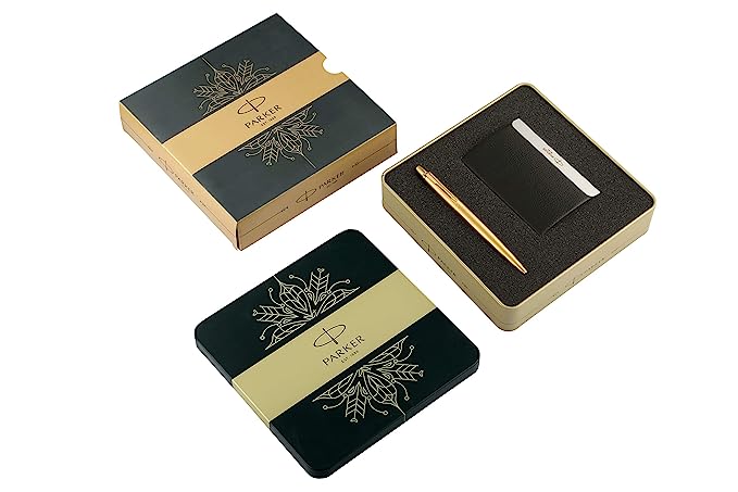 Parker Jotter Gold Ball Pen +Card Holder(Free)-Gift Set