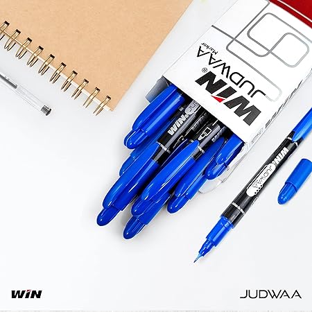 WIN Judwaa Dual Tip CD/DVD/OHP Marker | 10 Blue Ink Markers | Both Side Bold & Fiine Tip | Smoth Writing | Suitable for Different Surface | Ideal for School, Office & Business Stationery