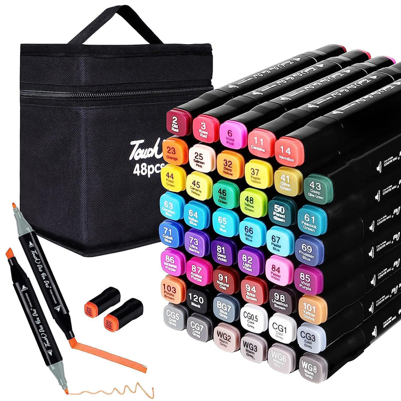 Touch Twin Head Dual Tip Art Markers Pen for Manga and Impression Sketch Set of 48 Colour Markers (Assorted)