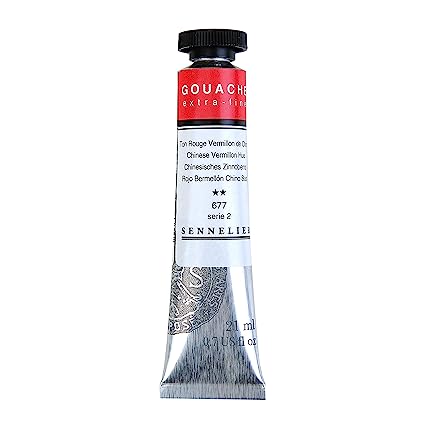 Sennelier Extra fine Gouache Tube 21ml S2 Chinese Vermilion