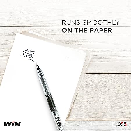 WIN X5 Ball Pens | 10 Black Ink Pens|0.7mm Tip|Smooth Flow of Ink |Comfortable for Writing| School, Office & Business Use | Budget Friendly Stick Ball Point Pens Set