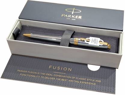 Parker Prestige Fusion Shiny Chrome Gold Trim Ball Pen