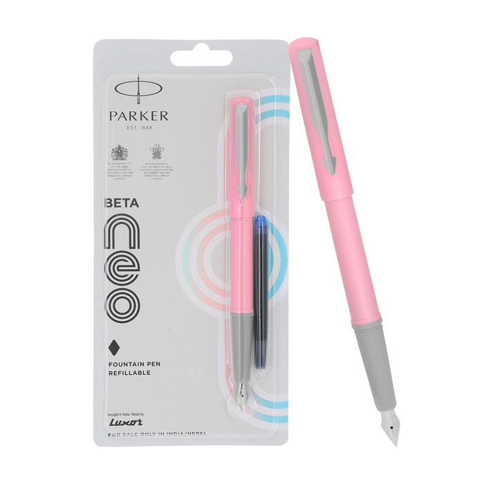 Parker Beta NEO Fountain Pen | Pale Pink Body Color |Ink Color - Blue