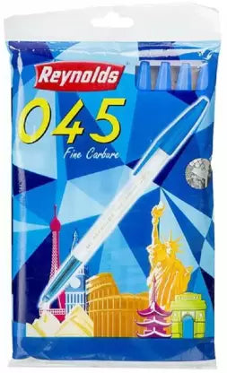 Reynolds 045 FINE CARBURE BALL PEN- BLUE SET OF 10 PACK OF 8 Ball Pen (Pack of 80, Ink Color - Blue)