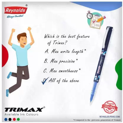 Reynolds Trimax Gel Pen (Pack of 5, Ink Color - Blue)