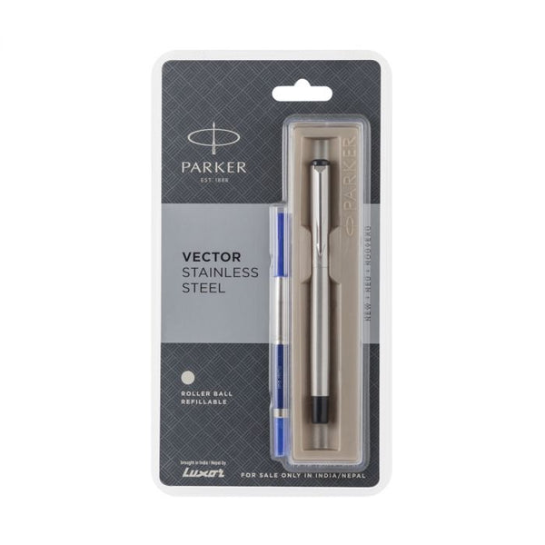 Parker Vector Stainless Steel Roller Ball Pen Chrome Trim