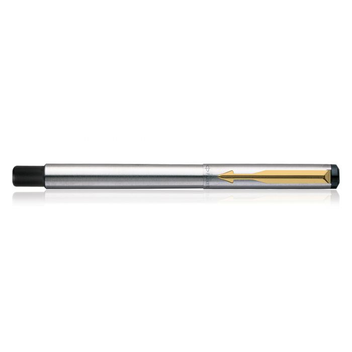 Parker Vector Stainless Steel Gold Trim Roller Ball Pen