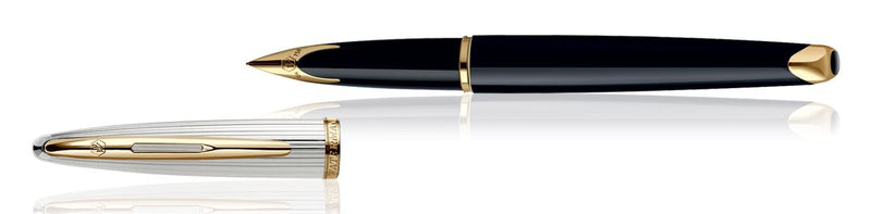 Waterman Carene Dlx Black Gold Trim  Fountain Pen Medium Nib
