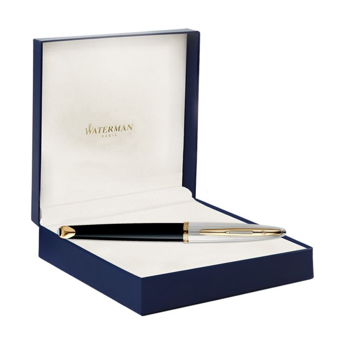 Waterman Carene Dlx Black Gold Trim  Roller Ball Pen