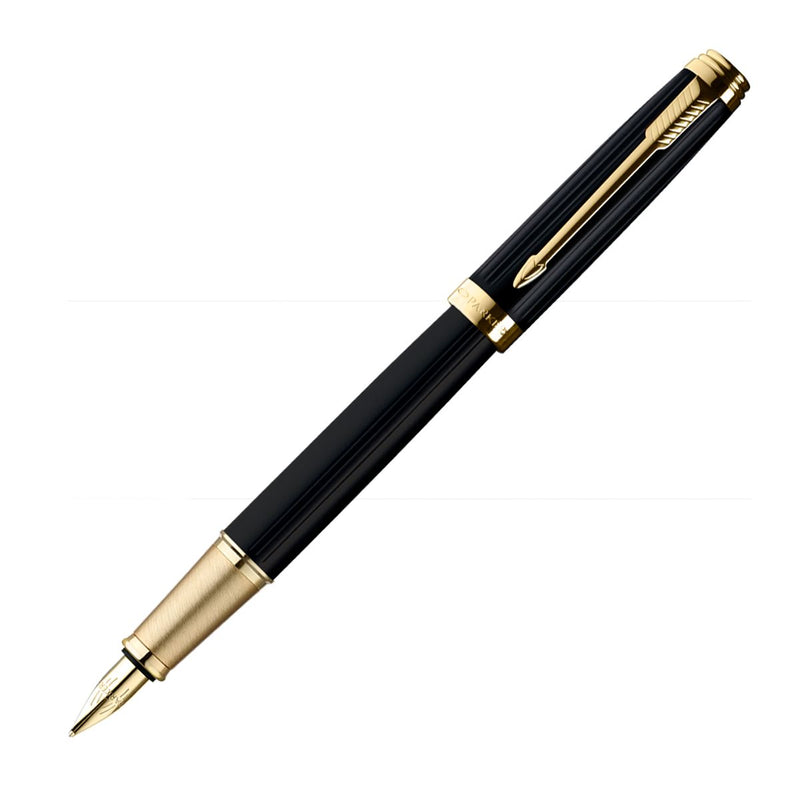 Parker Ambient Laque Black Gold Trim Fountain  Pen(Fine Nib)