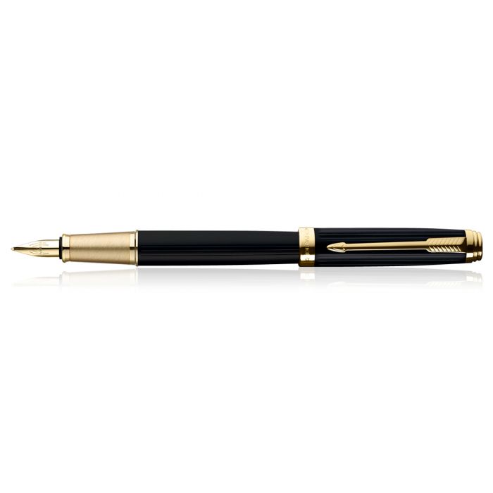 Parker Ambient Laque Black Gold Trim Fountain  Pen(Fine Nib)