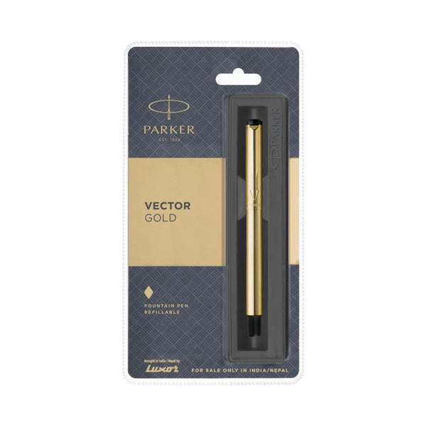 Parker Vector Gold Fountain Pen Fine Nib With Gold Nib