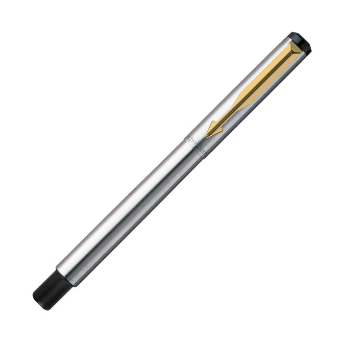 Parker Vector Stainless Steel Gold Trim Fountain Pen Fine With Gold Nibbles
