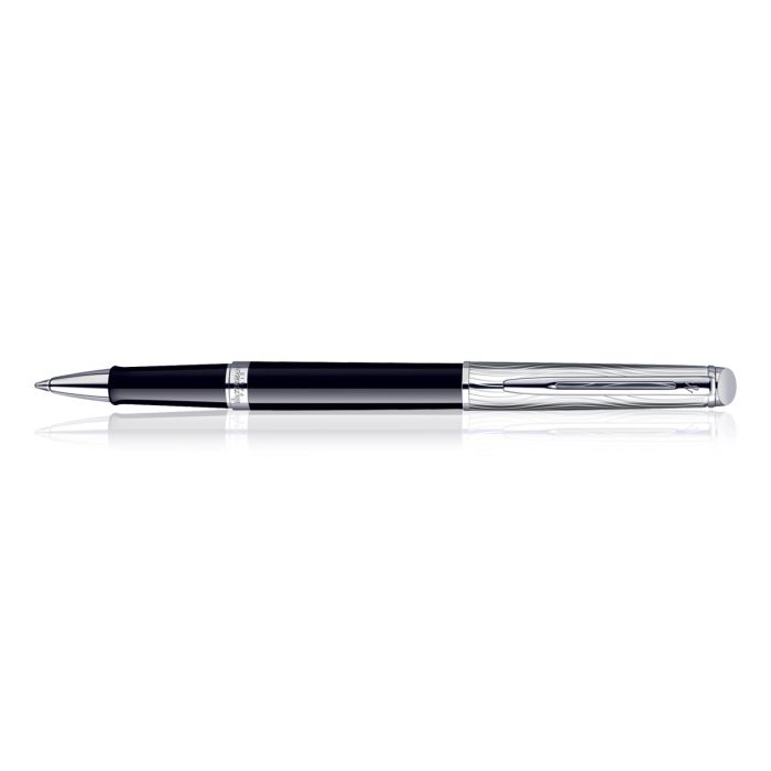 Waterman Hemisphere Dlx Black Chrome Trim  Roller Ball Pen