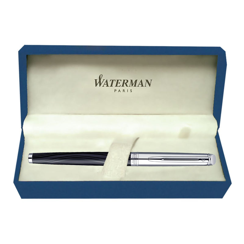 Waterman Hemisphere Dlx Silk Blk Chrome Trim  Roller Ball Pen