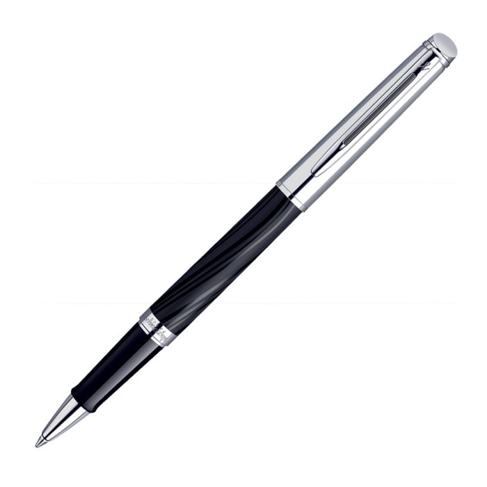 Waterman Hemisphere Dlx Silk Blk Chrome Trim  Roller Ball Pen