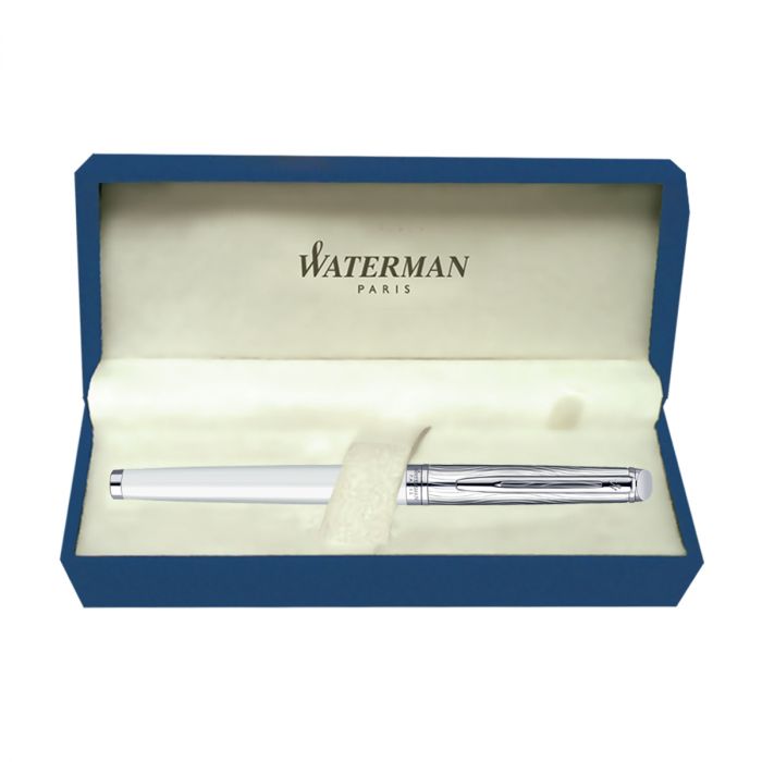 Waterman Hemisphere Dlx White Chrome Trim  Fountain Pen Fine Nib