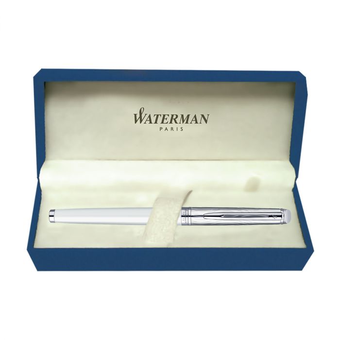 Waterman Hemisphere Dlx White Chrome Trim  Fountain Pen Medium Nib