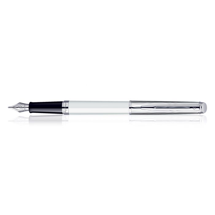 Waterman Hemisphere Dlx White Chrome Trim  Fountain Pen Fine Nib