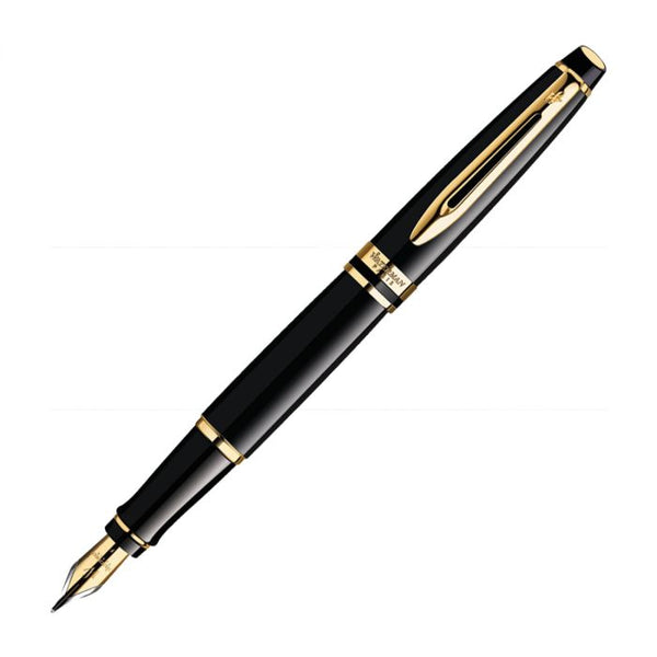 Waterman Expert Black Gold Trim  Fountain Pen Medium Nib