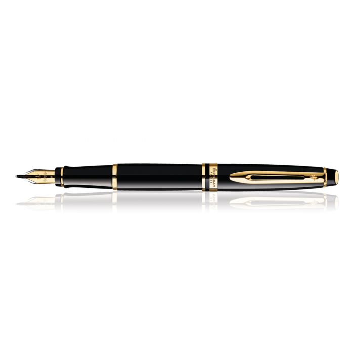 Waterman Expert Black Gold Trim  Fountain Pen Fine Nib