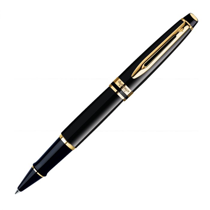 Waterman Expert Black Gold Trim  Roller Ball Pen