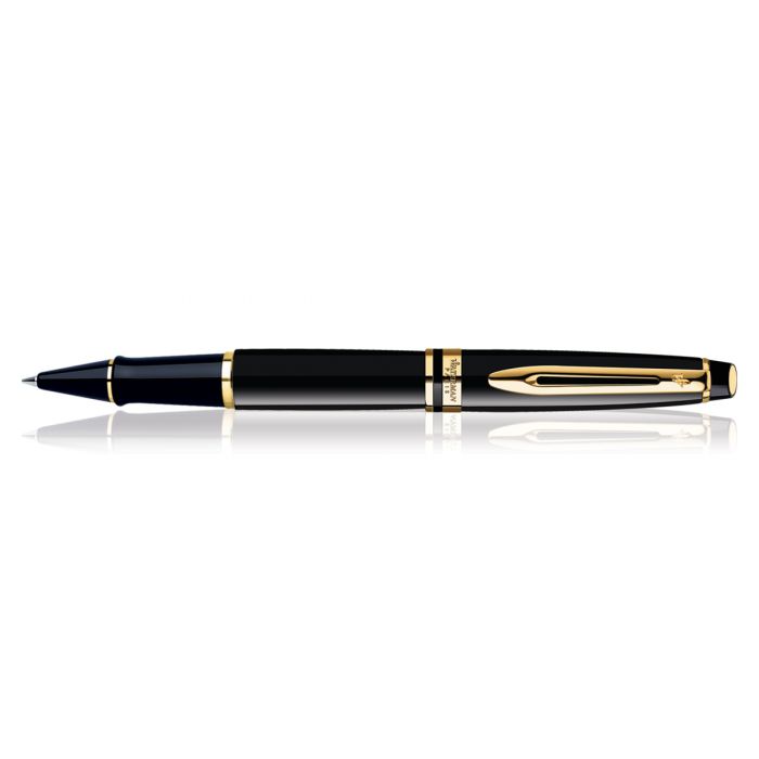 Waterman Expert Black Gold Trim  Roller Ball Pen