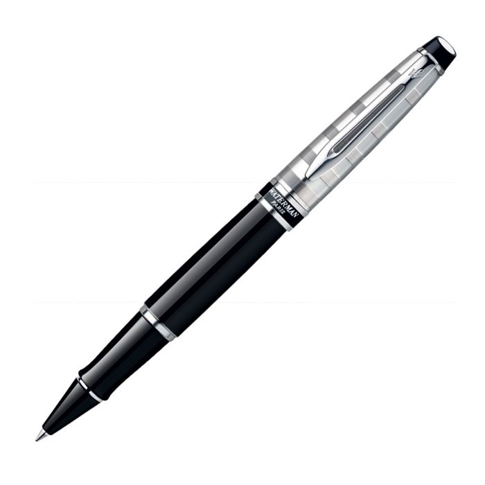 Waterman Expert Deluxe Black Chrome Trim  Roller Ball Pen