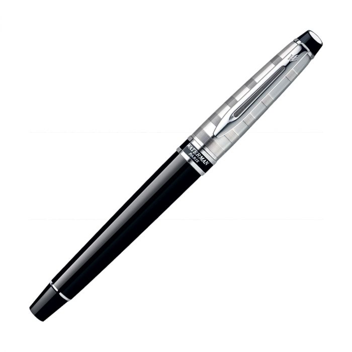 Waterman Expert Deluxe Black Chrome Trim  Roller Ball Pen