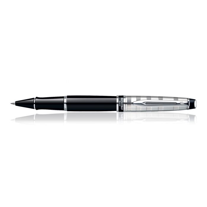 Waterman Expert Deluxe Black Chrome Trim  Roller Ball Pen