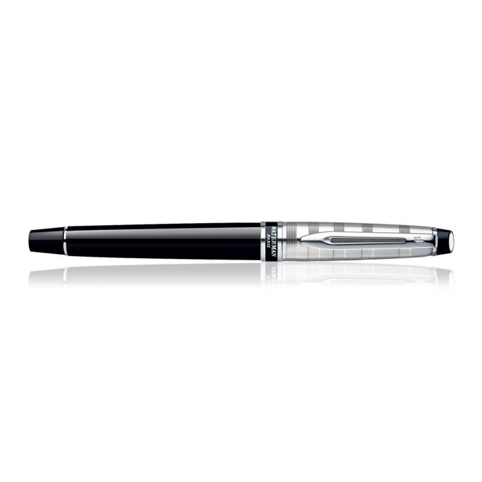 Waterman Expert Deluxe Black Chrome Trim  Roller Ball Pen