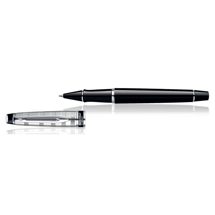 Waterman Expert Deluxe Black Chrome Trim  Roller Ball Pen