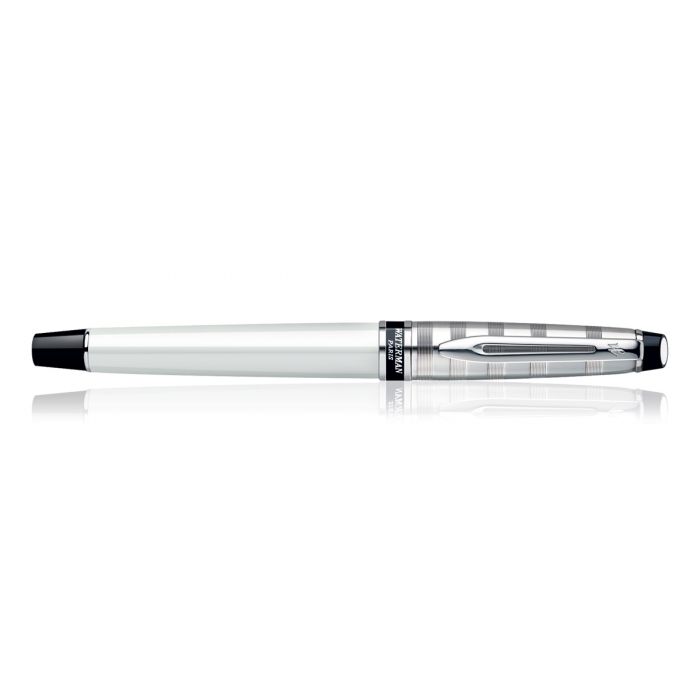 Waterman Expert Deluxe White Chrome Trim  Fountain Pen Medium Nib