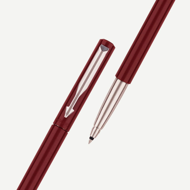 Parker Vector Standard Roller Ball Pen Chrome Trim Red Body Color